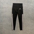 Adidas Tights Womens S Small Black White Ladies 3 Stripe High Waisted 7 8 Length