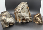 Set Of 3 Antique Tin Rabbit Chocolate Molds Graduated  small  Medium  Large 