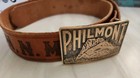 Philmont Boy Scout Ranch Belt Buckle Tooled Leather Brass Size 34 Cimmaron Nm