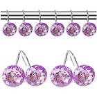 12 Pcs Bling Rhinestones Shower Curtain Hooks Bathroom Rolling Hooks Purple