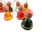 Lot Of 10 Rare Vintage Enesco Hand Painted Wooden Bells Angel Ornaments