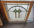 Antique 1920 s Chicago Bungalow Style Stained Leaded Glass Window 32  X 30 