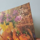 Vintage Thanksgiving Card Basket With Mini Pumpkins Flowers Lilies Corn 