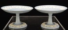 Pair Vintage Wedgwood Queensware Embossed Cream On Lavender Small Cake Stands