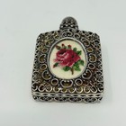 Vintage Miniature Clear Glass Perfume Bottle With Metal Work And Tapestry