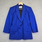 Michelle Stuart Blazer Women s Size 8 Wool Blue Retro Minimalist Chic Old Money