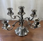 Vintage Candelabra Silver Tone Floral 10    Heavy Convertible 1 3 5 Light