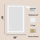 30 x36  Led Shower Mirror - Lighted Vanity Mirror With 3 Color Temperatures     