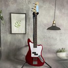 4 String Red Body Electric Jazz Bass Guitar White Pickguard Chrome Parts