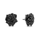 2 Ct Simulated Round Cut Black Diamond Rose Stud Earrings 14k Black Gold Plated