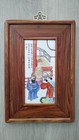                                                  Daoguang Famille Rose Porcelain Artwork Plate Huanghuali Plaque