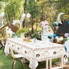 Mehofond 3pcs Mi Bautizo Tablecloths  Pink First Holy Communion Tablecloths
