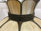 Tulip  Lamp Shade Slag Glass Antique 8 Panel Hanging 18 X 12 Cream See Descrip