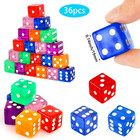 36 Piece 19mm Casino Style Craps Dice Sets Acrylic Translucent D6 Dice Square