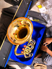 Baritone Horn Made Of Pure Brass In Golden Polish   Cushion Case   Free Shipping
