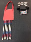 Nice 3 Piece Hand Made Cut Beaded Native American Indian Tipi Design Beaded Set
