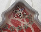 Vintage Jewelry Star Brooch Red Mosaic Handmade Resin Christmas Tree Cake Pan