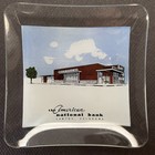 Vintage American National Bank Glass Tray Dish Mcm Lawton Ok Modern Architecture