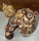 Vintage Pair Of Japanese Kutani Shishi Lion Dogs  Hand-painted Free Shipping