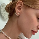 New Imitation Pearl Stud Earrings For Women Geometric Crystal Zircon Stars