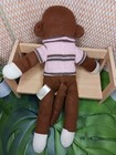 Dan Dee Sock Monkey   Brown With Pink Stripe Shirt 19  Plush   Huggable 