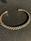 Native American Zuni Cuff Bracelet W  Small Turquoise Stones In Sterling Silver