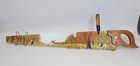 Hand Painted Warranted Saw 42    2 Sided Winter   Fall Scene Cabin Decor Lumberjac