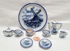 Vintage Nobel Ball Delft Blue Windmill Miniature Ceramic 11 Piece Tea Set