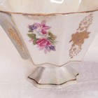 Vintage Japanese Pink   Purple Floral Blue Iridescent Porcelain Cup Only