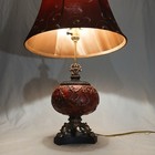 Vintage Style Upcycled Table Lamp Red Resin Jar Hidden Compartment Art Deco     