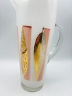 Fred Press Vintage Mcm Cocktail Pitcher Martini Gold Leaf Pink Glass W  Rod