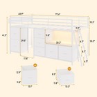 Twin Low Loft Bedframe With 7 Drawers  Bookcase  Rgb Led Lights For Child    White