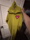 Grinch Green Fleece One Piece Zip Hooded Long Sleeve Christmas Kids Pajamas