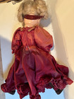 Vintage 16  Hard Plastic Doll Open Mouth 3 Teeth  Taffeta Dress  Slippers