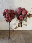 Vintage Sugar Beaded Fruit Picks Apple Berries Frosted Stems Grape Leaves Set