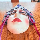 Face Woman 1988 Rare Clay Art Vintage Sf Usa Glazed Ceramic  wall Mask
