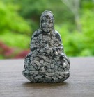 Snowflake Obsidian Crystal Gemstone Carved Guanyin Buddha Statue Figurine - 3 