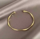 Classic Twisted Adjustable Cuff Bangle Bracelet In Solid 14k Yellow Gold Plated