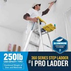 6 Ft  Aluminum Step Ladder 10 Ft  Reach Height 250 Lb  Capacity Load Anti-slip