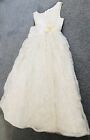 Cinderella Girl   s Formal Dress Sz 7 Ivory Polyester Floral Sleeveless Lined tule