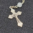 Vintage Catholic Medal Crucifix Rosary Bracelet Car Hanger White Glass Bead