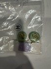 2 Authentic Coco Chanel Buttons Sage Mint Lgt Green Raised Gold Plated Cc Logo