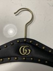 Gucci Black Satin And Brass Hanger With Brass Gg Symbol 