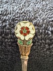 Vintage Sterling Silver England Souvenir Spoon     Tudor Rose Enamel Top     3 75   