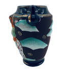 Satsuma Moriage Vase Vintage Geisha Elephant Raised Relief Japan Hand Painted