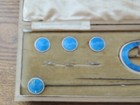 Victorian Sterling Silver   Guilloche   Enamel Hat Pins Buttons Buckle 