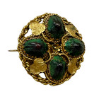 Antique Victorian Egyptian Real Scarab Beetles 4 Gold Plated Brooch
