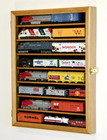 Ho Scale Model Train Display Case Lockable Collection Shelf Cabinet Oak Wood