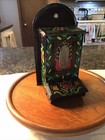 Antique Tin Match Safe Box Holder Strike Plate Tole Painted Folk Art Circa 1920s