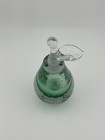 Vintage Art Glass Pear Perfume Bottle Green Bullicante Controlled Bubble Stopper